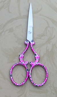 Victorian  Metallic Pink with Black Silver Flowers 4